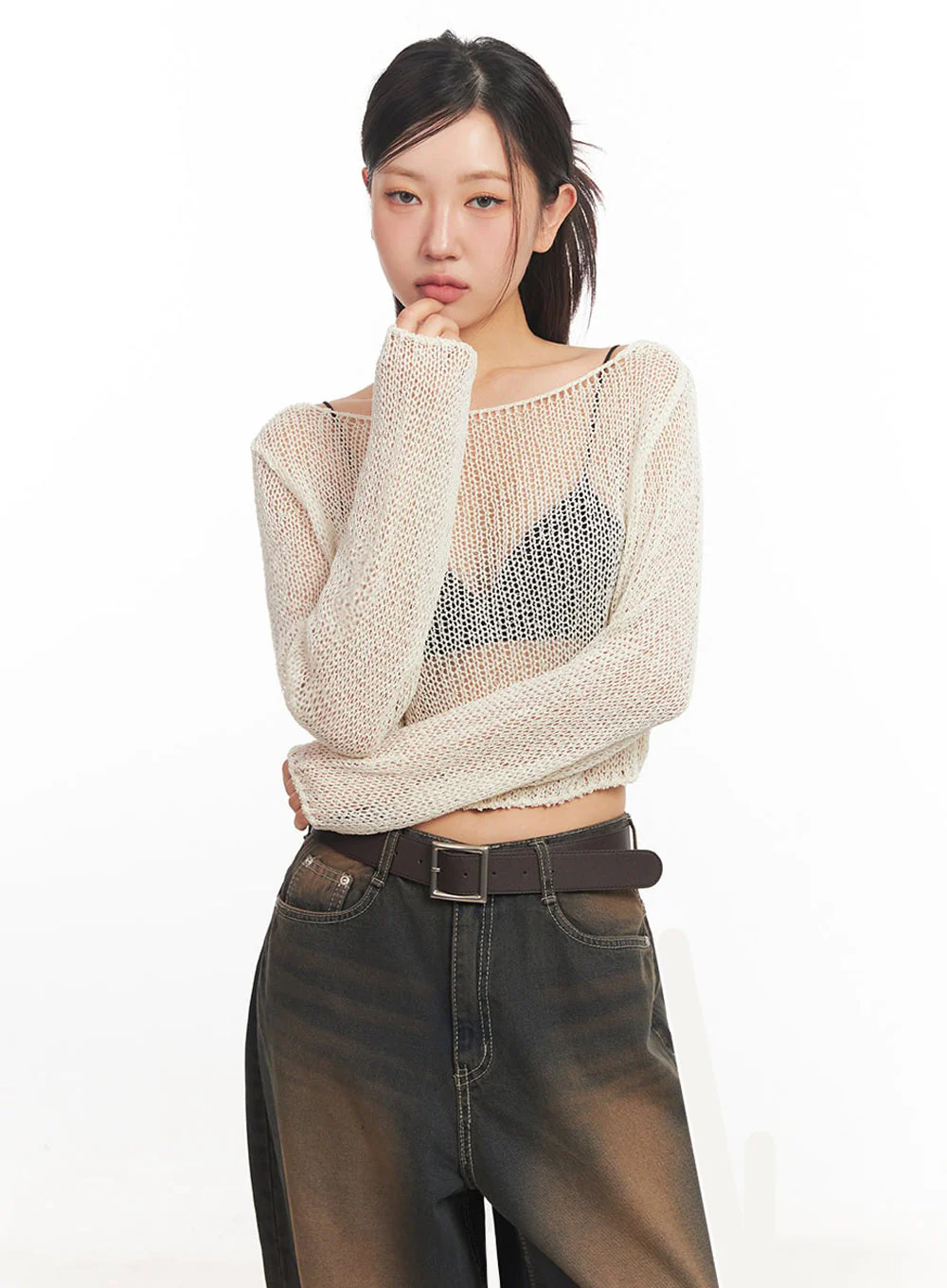 Mesh Back-Strap Knit Crop Top IA521 - Image 8