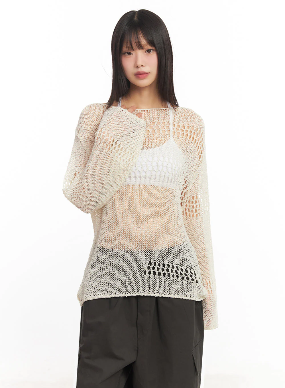Mesh Patterned Knit Top IA521 - Image 10
