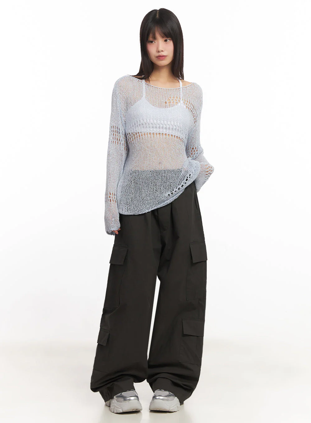 Mesh Patterned Knit Top IA521 - Image 11