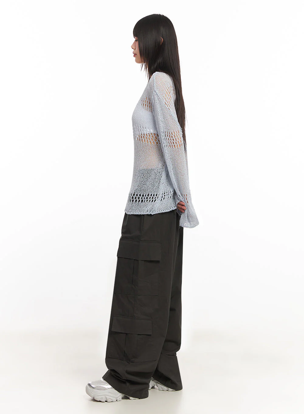 Mesh Patterned Knit Top IA521 - Image 12