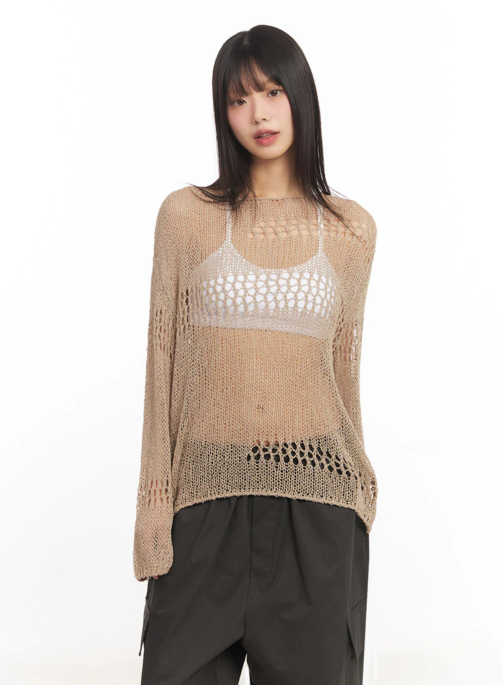 Mesh Patterned Knit Top IA521 - Image 16