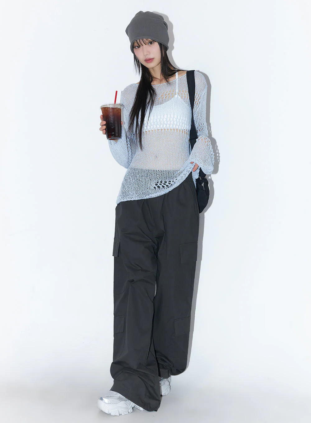 Mesh Patterned Knit Top IA521 - Image 2