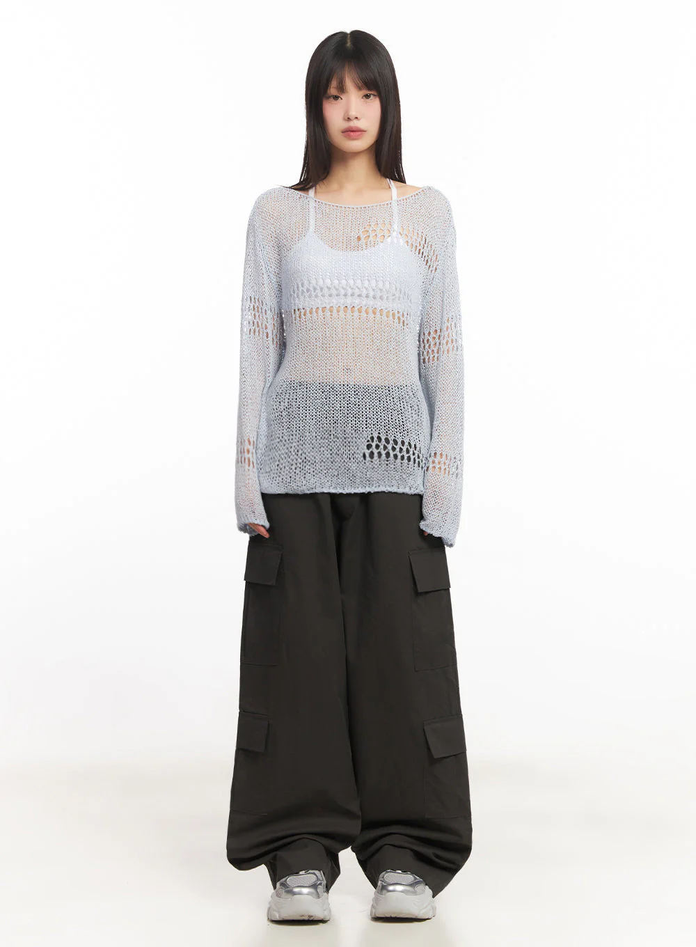 Mesh Patterned Knit Top IA521 - Image 4
