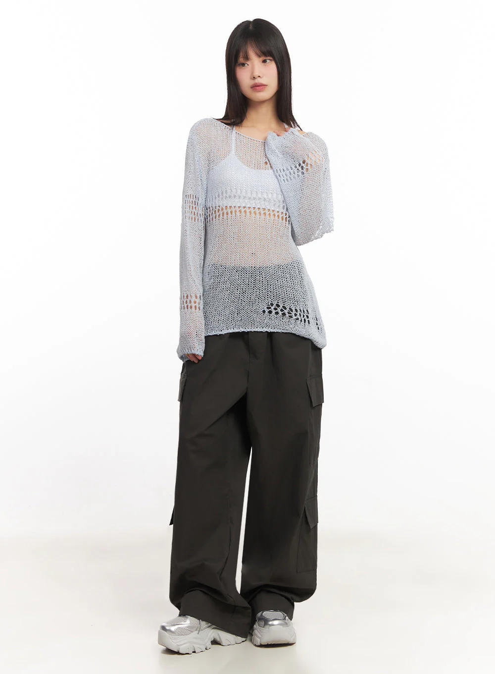 Mesh Patterned Knit Top IA521 - Image 5