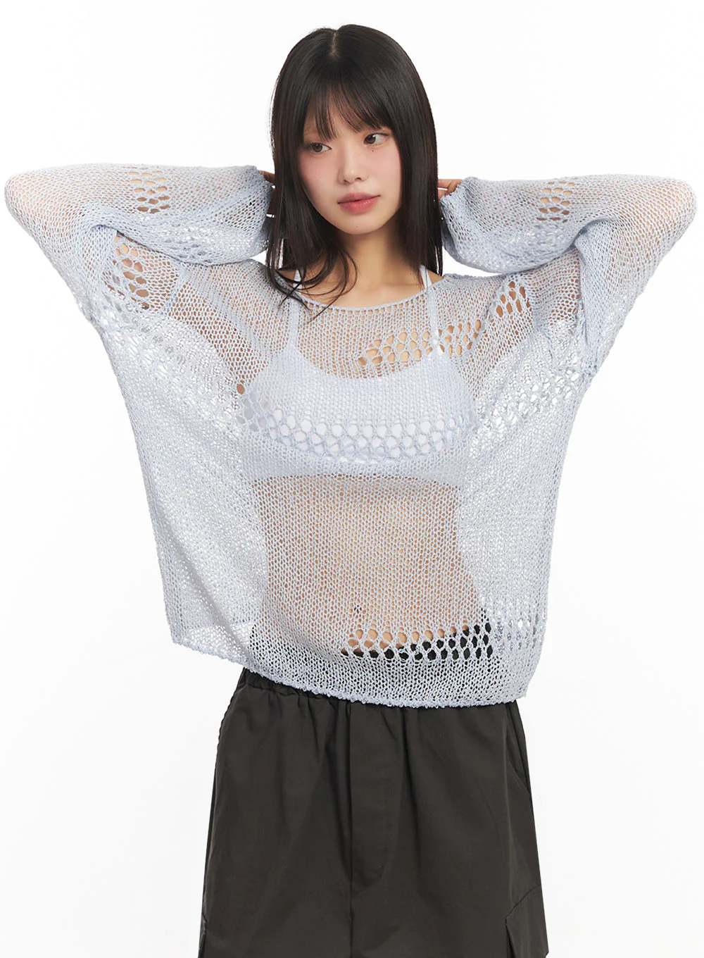 Mesh Patterned Knit Top IA521 - Image 7