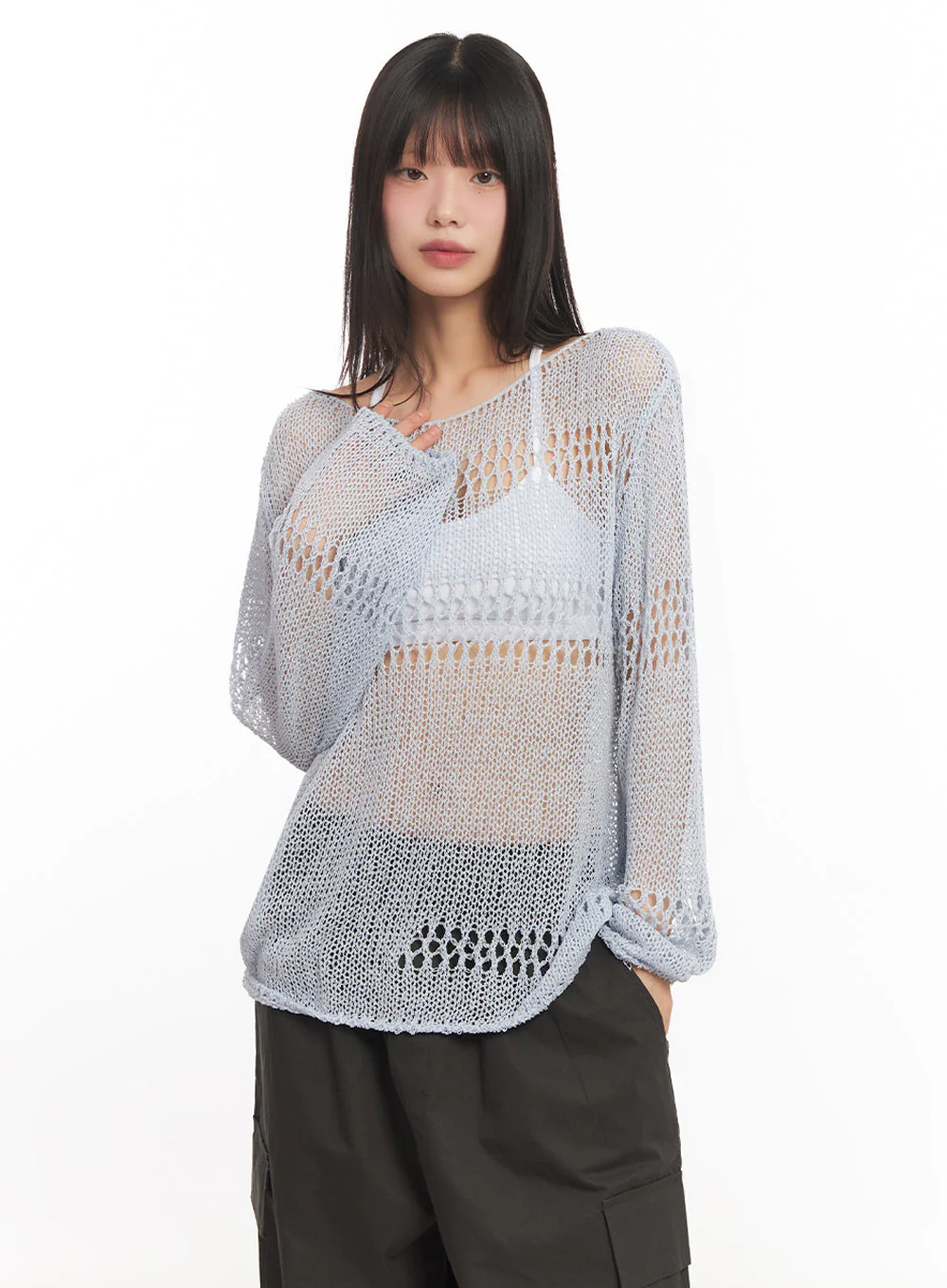 Mesh Patterned Knit Top IA521 - Image 8