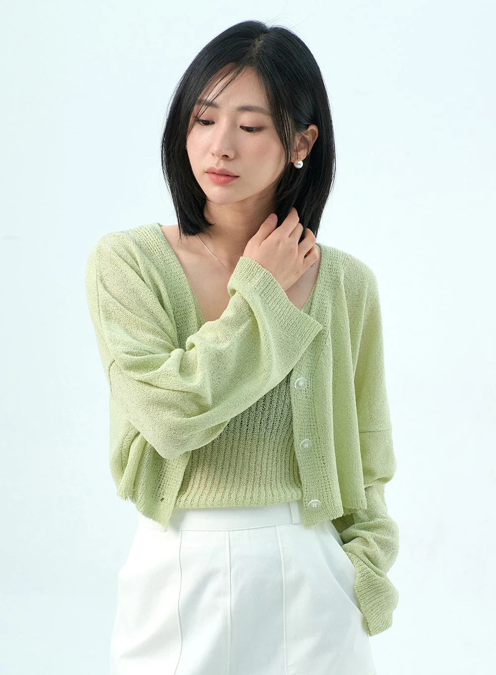 Mesh Top And Cardigan Set OY317 - Image 8