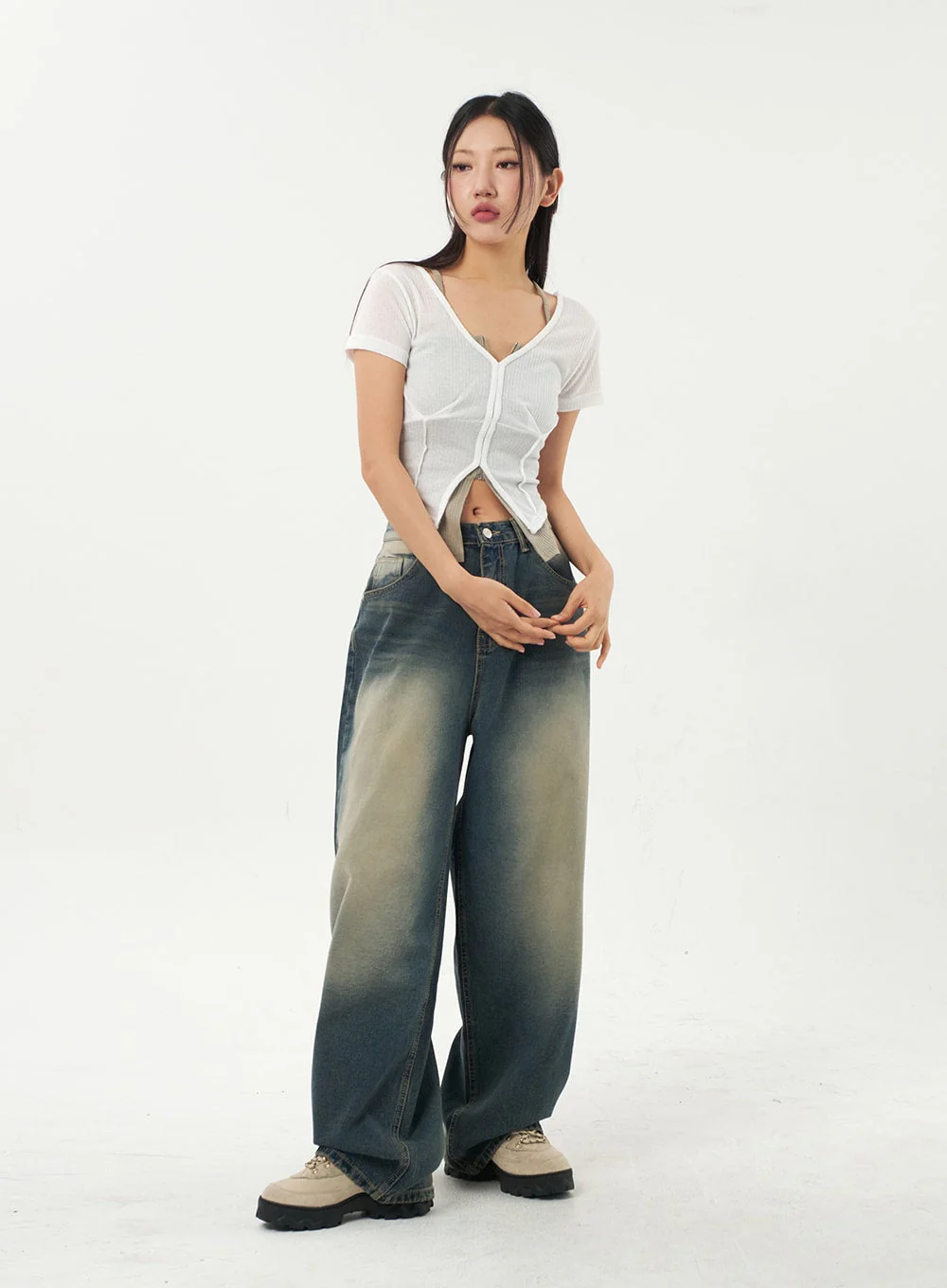 Mid-Rise Baggy Jeans CA325 - Image 13