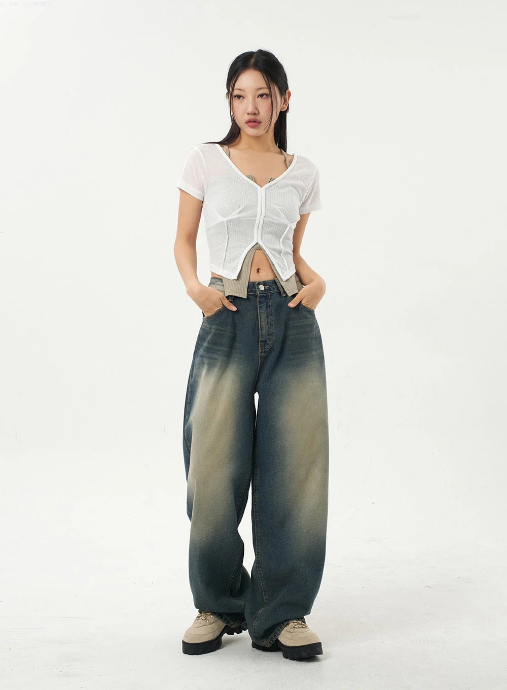 Mid-Rise Baggy Jeans CA325 - Image 4