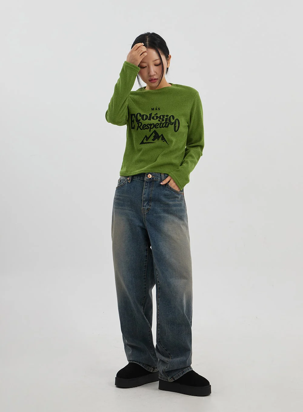 Mid-Rise Baggy Jeans Unisex CJ330 - Image 3