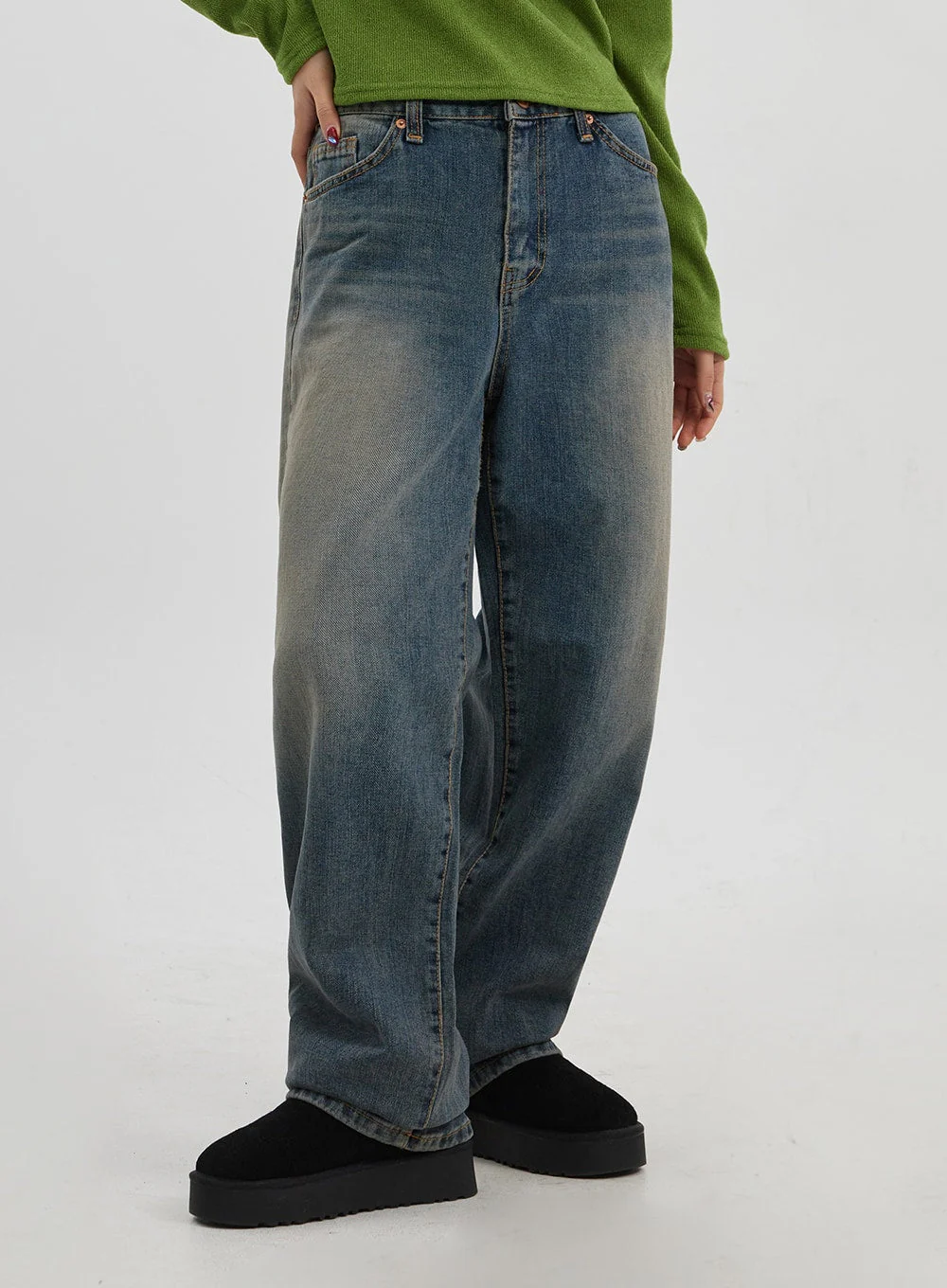 Mid-Rise Baggy Jeans Unisex CJ330 - Image 5