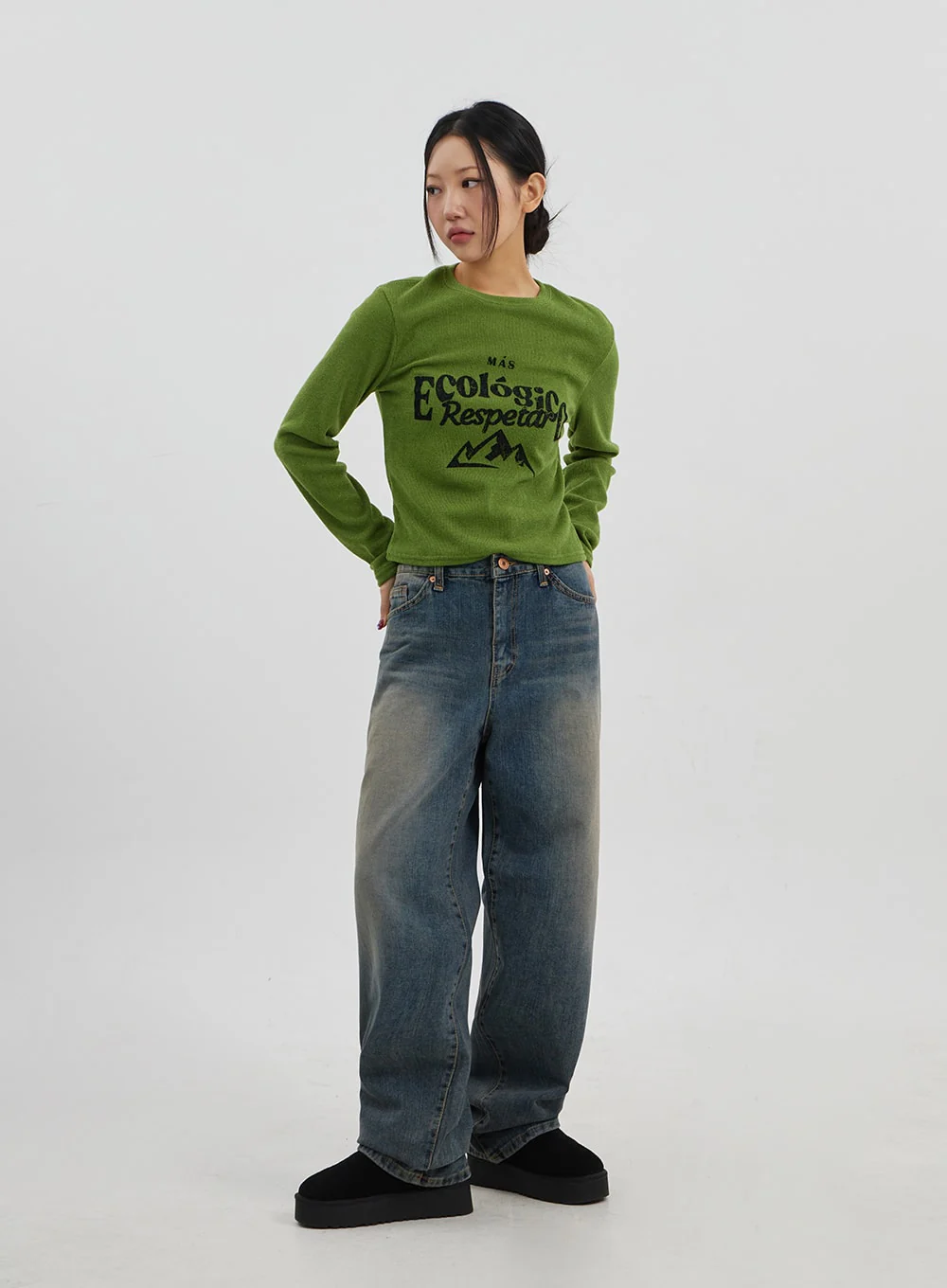 Mid-Rise Baggy Jeans Unisex CJ330 - Image 7