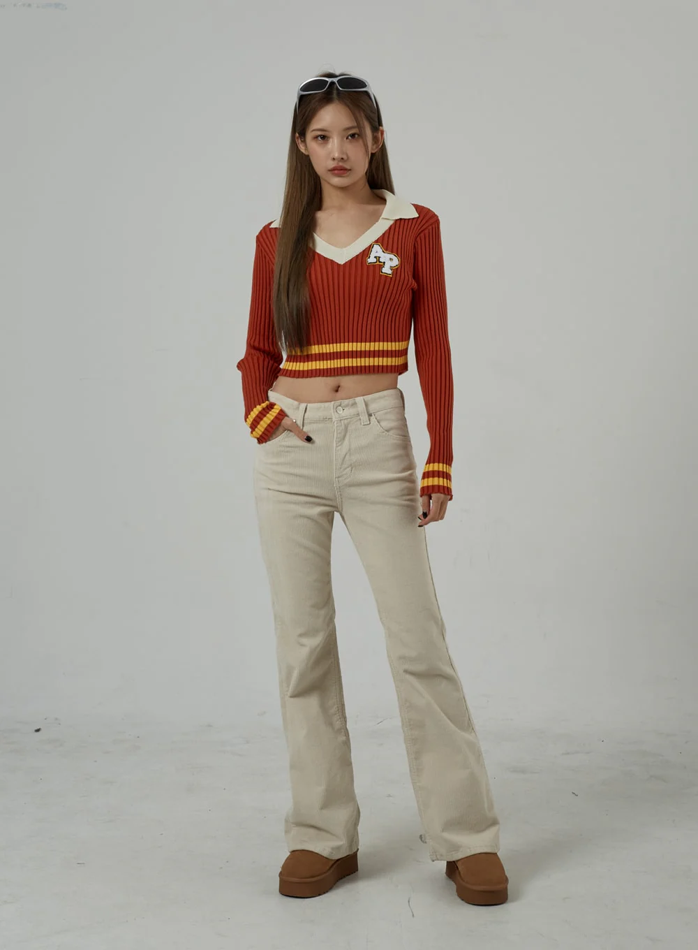Mid-Rise Corduroy Bootcut Pants CJ306 - Image 3