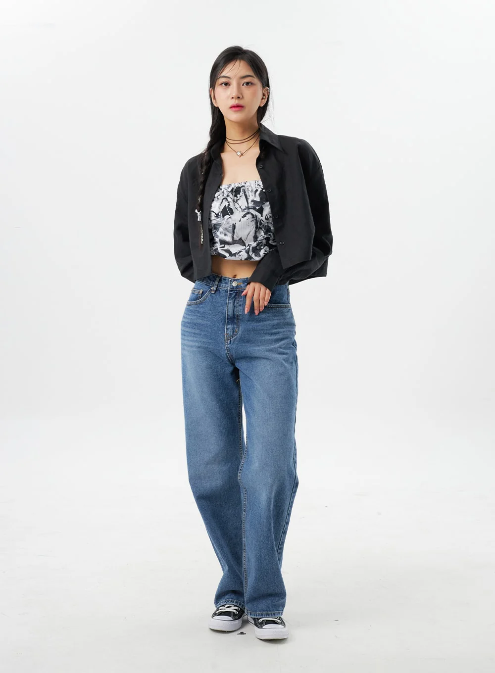 Mid-Rise Mid-Wash Jeans BY325 - Image 2