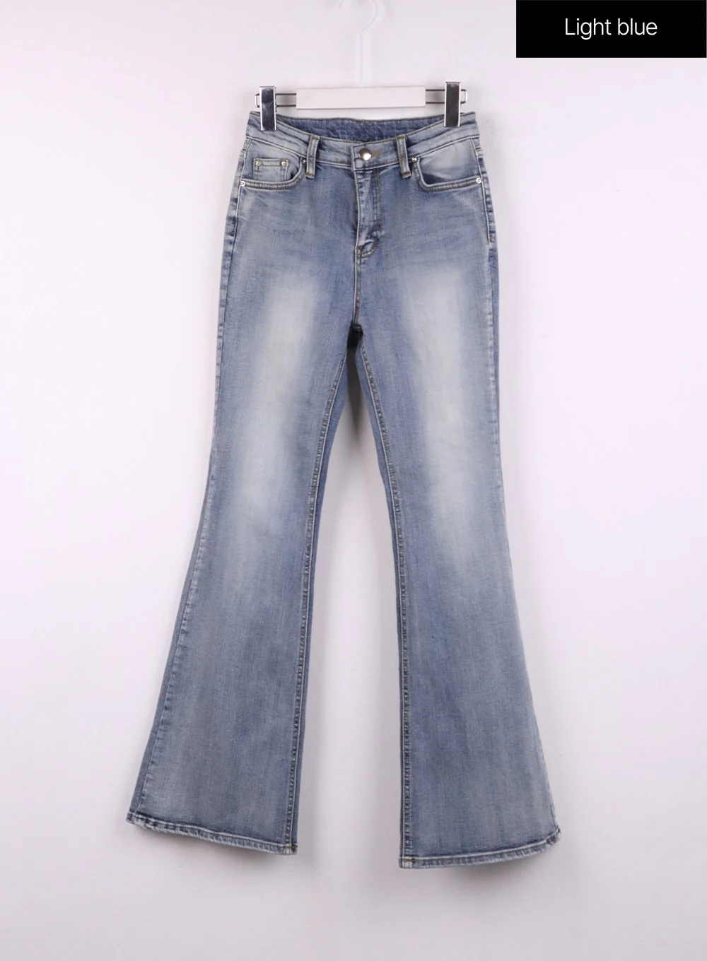 Mid Rise Solid Flared Jeans CJ429 - Image 9