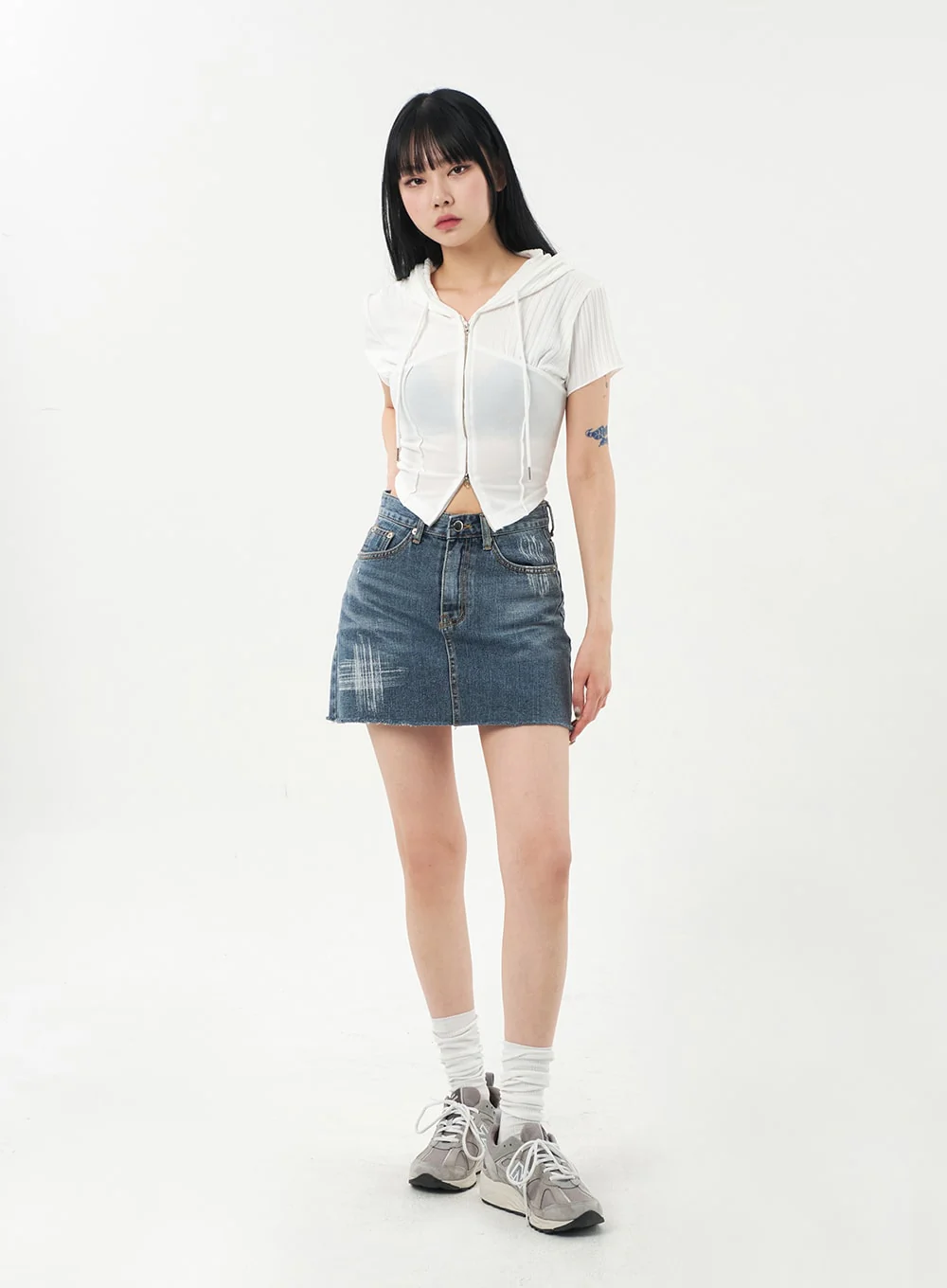 Mid-Wash Denim Mini Skirt CA328 - Image 6