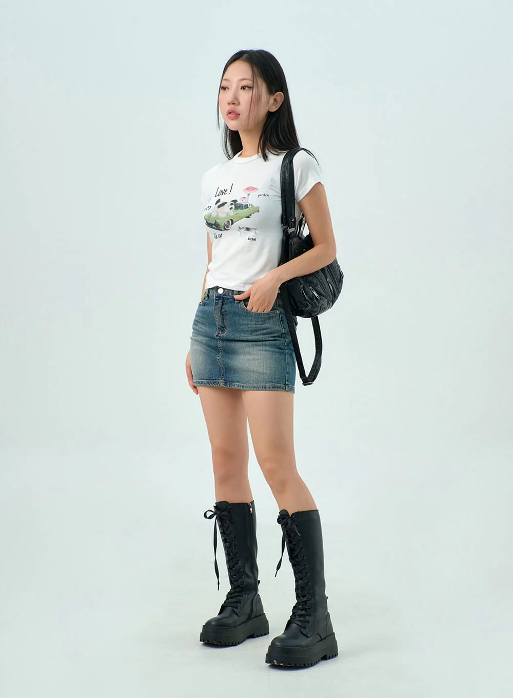 Mid-Wash Denim Skirt CY330 - Image 13