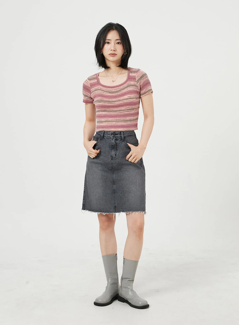 Midi Denim Skirt OM328 - Image 4