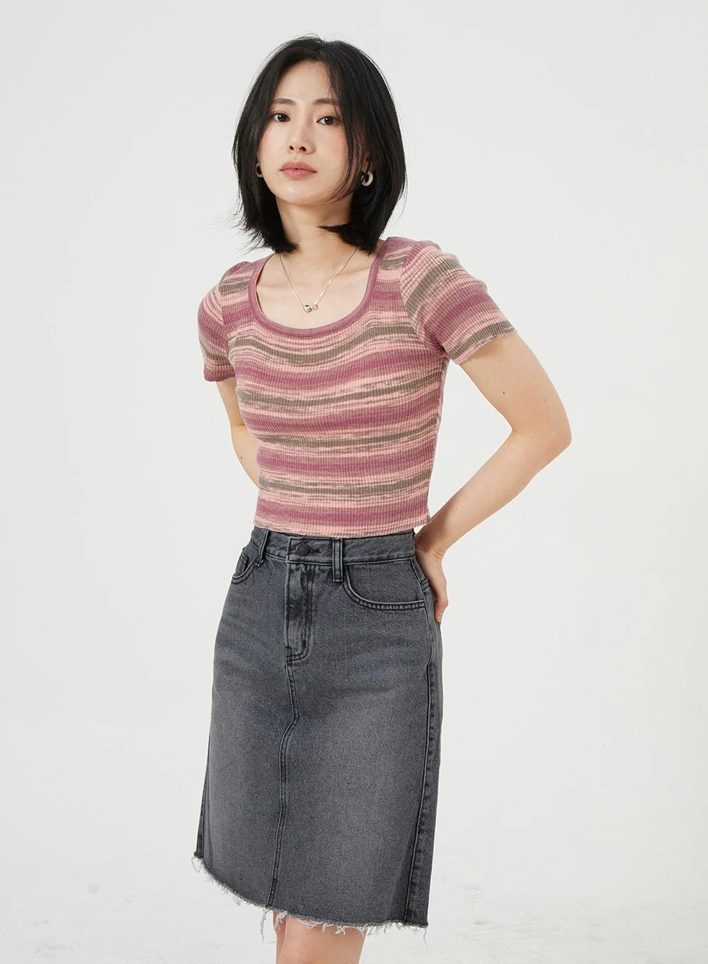 Midi Denim Skirt OM328 - Image 9