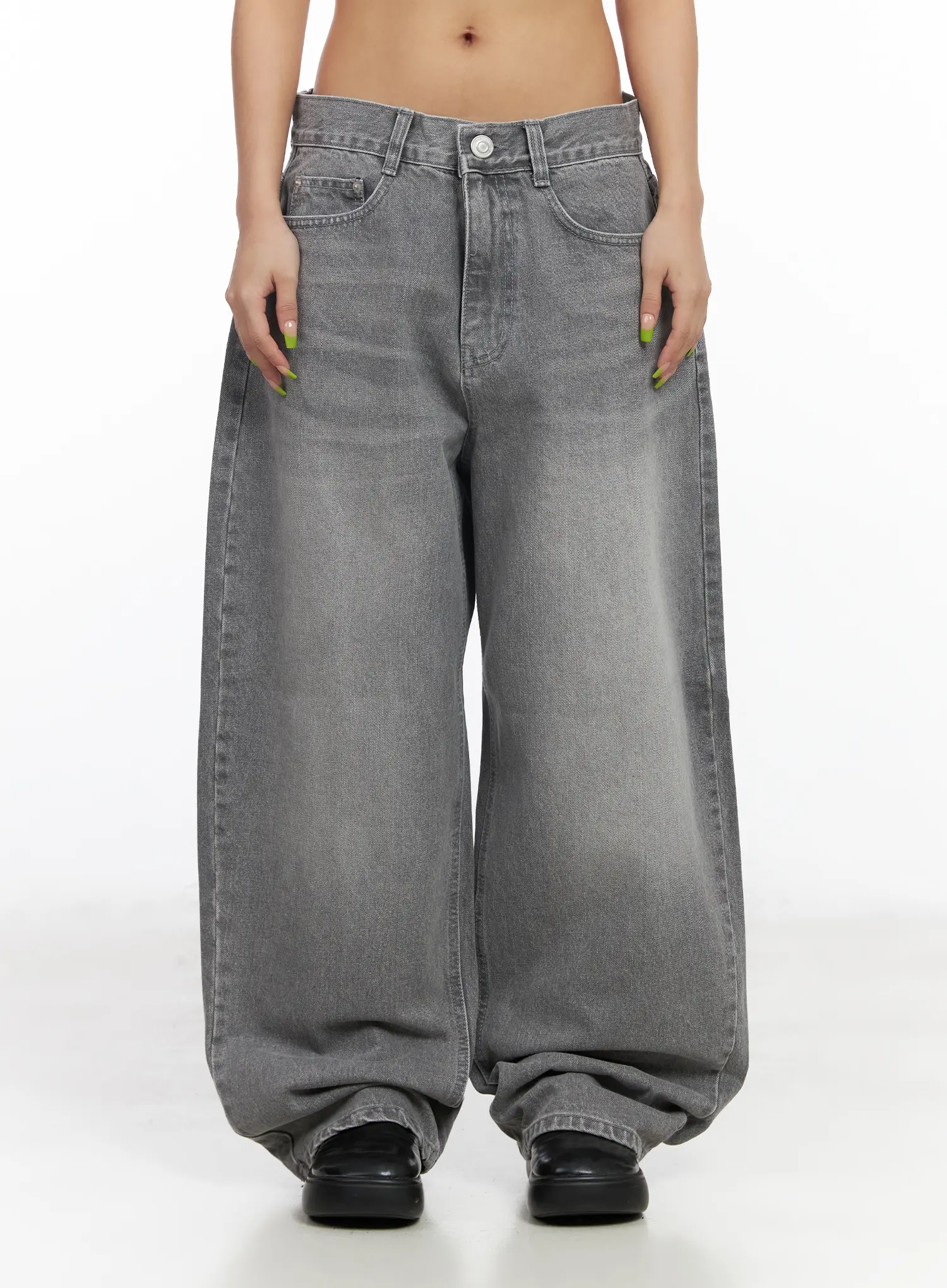 Milena Gray Wash Wide Leg Jeans CF511 - Image 8