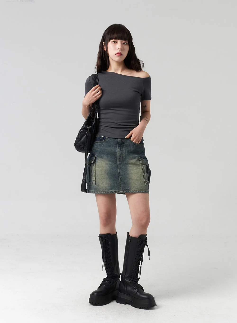 Mini Cargo Denim Skirt CL318 - Image 10