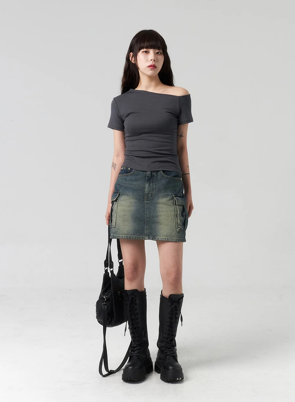 Mini Cargo Denim Skirt CL318 - Image 3