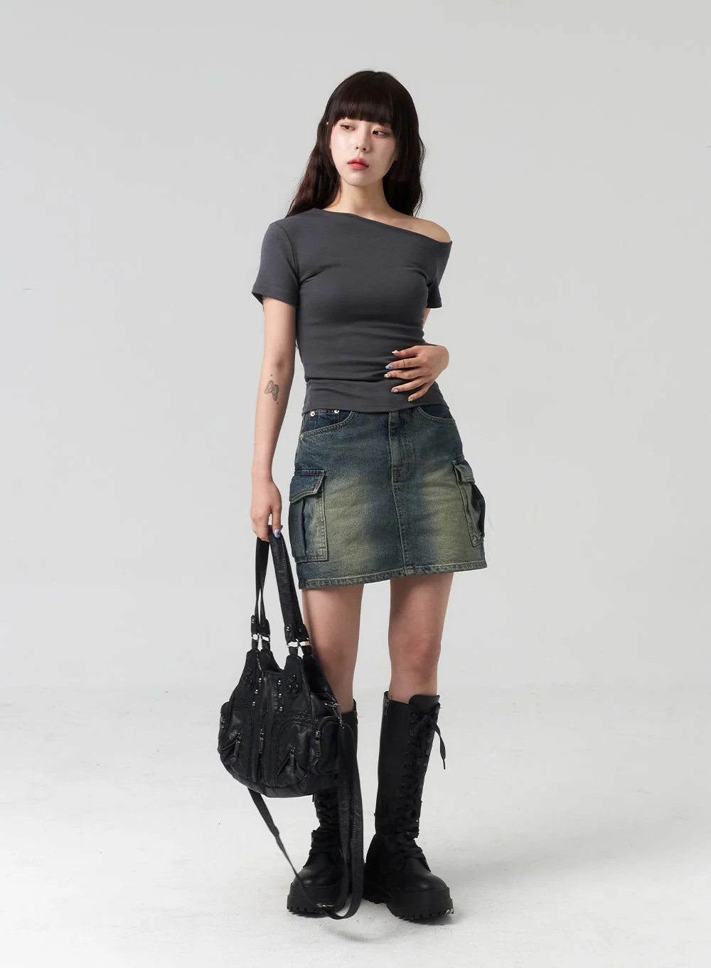 Mini Cargo Denim Skirt CL318 - Image 4