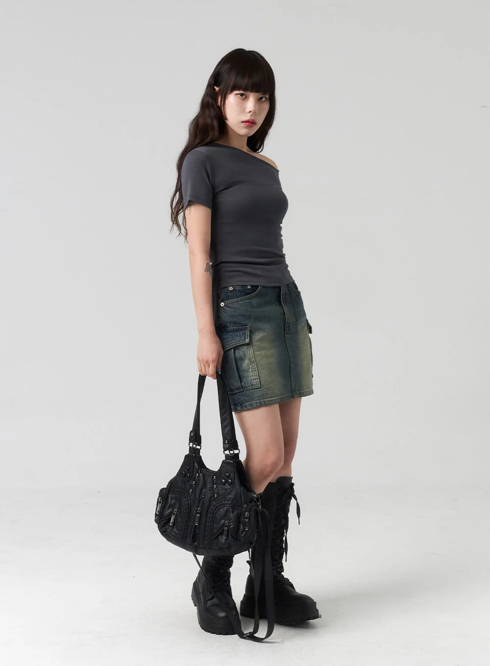 Mini Cargo Denim Skirt CL318 - Image 7
