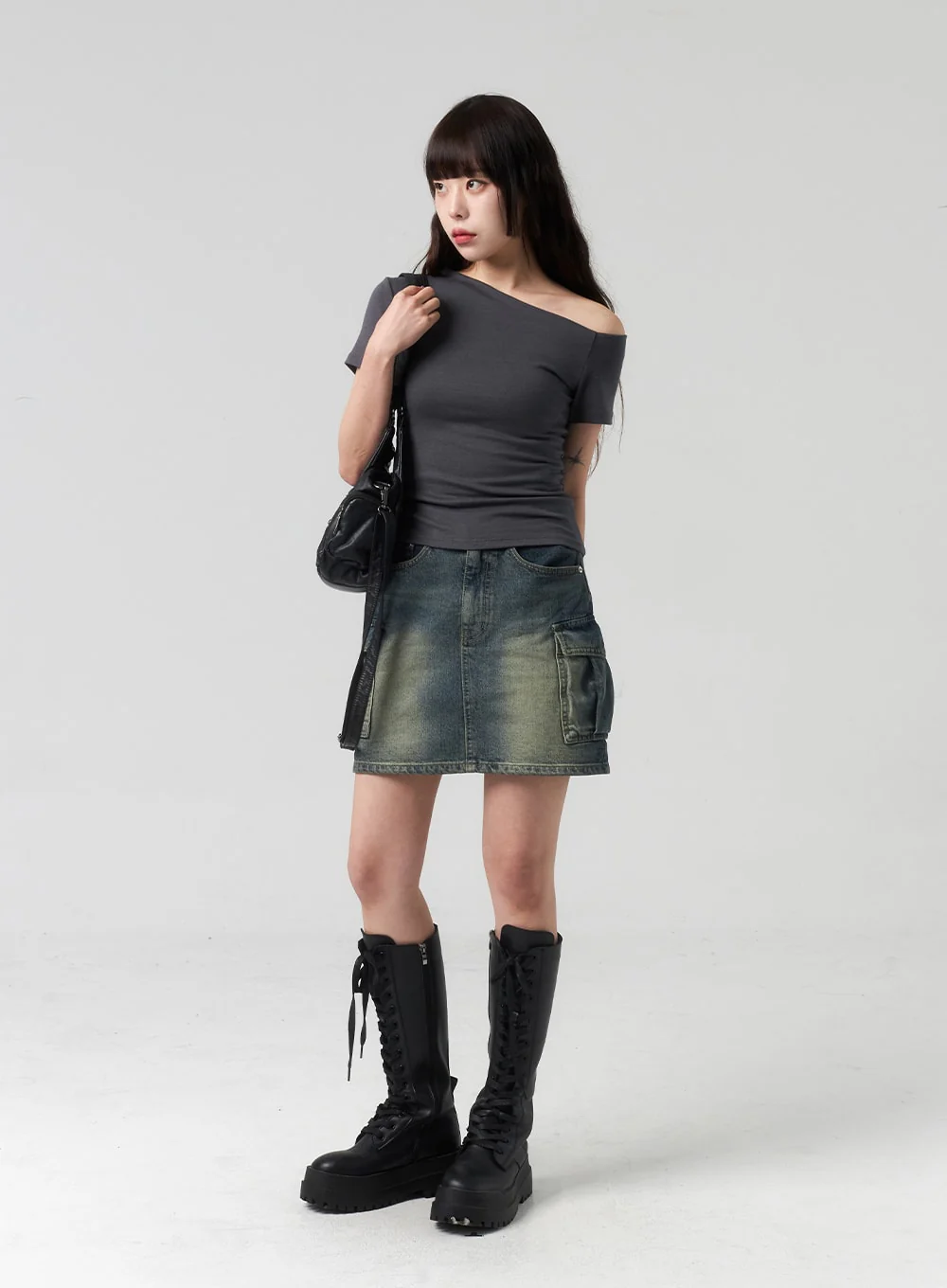 Mini Cargo Denim Skirt CL318 - Image 8