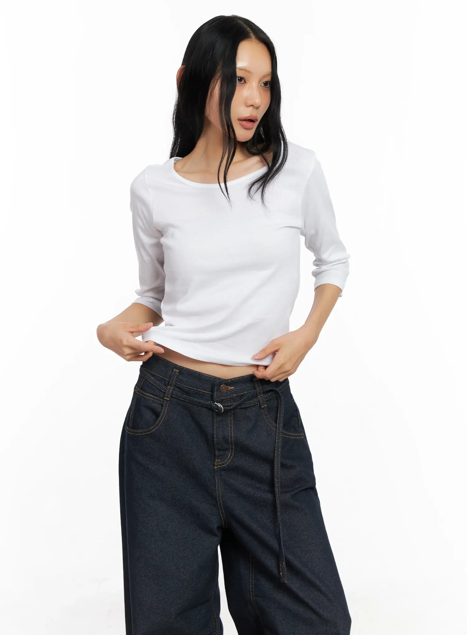 Minimalist White U-Neck Top CO528