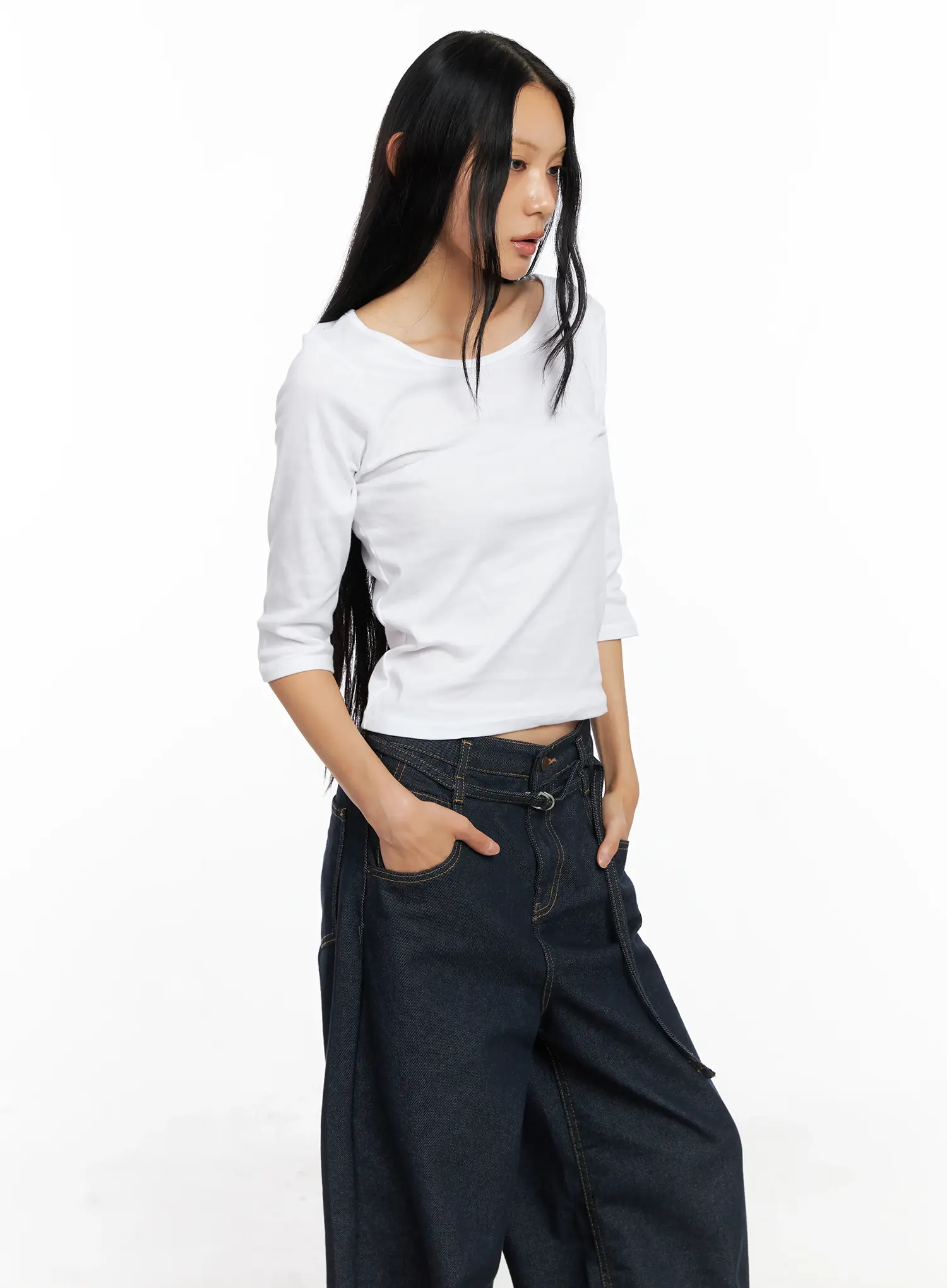 Minimalist White U-Neck Top CO528 - Image 3