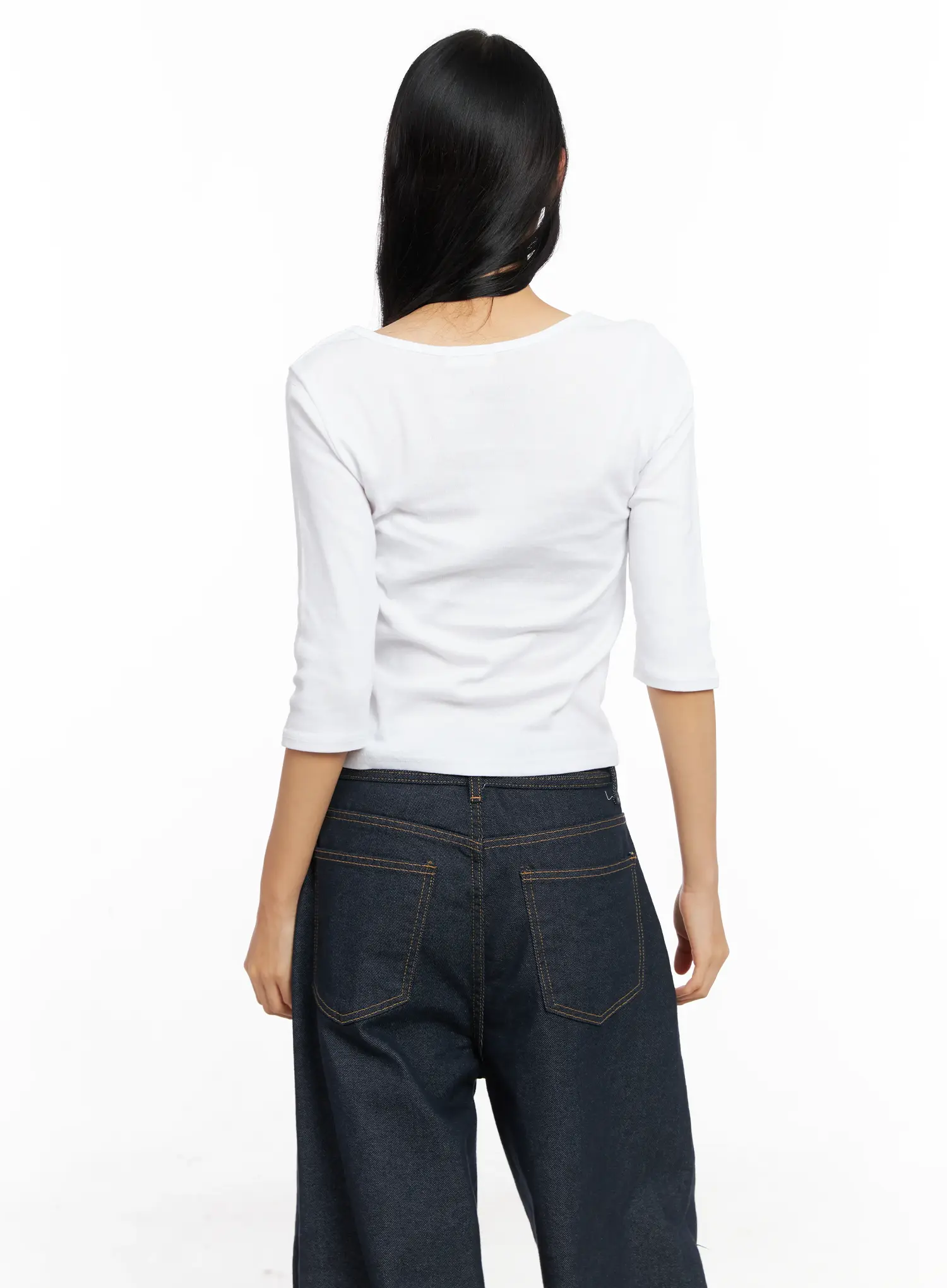 Minimalist White U-Neck Top CO528 - Image 5