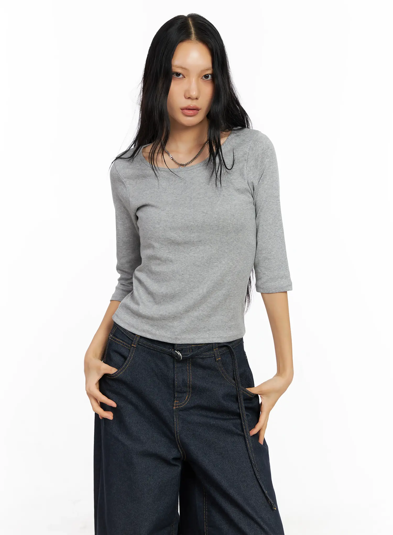 Minimalist White U-Neck Top CO528 - Image 6