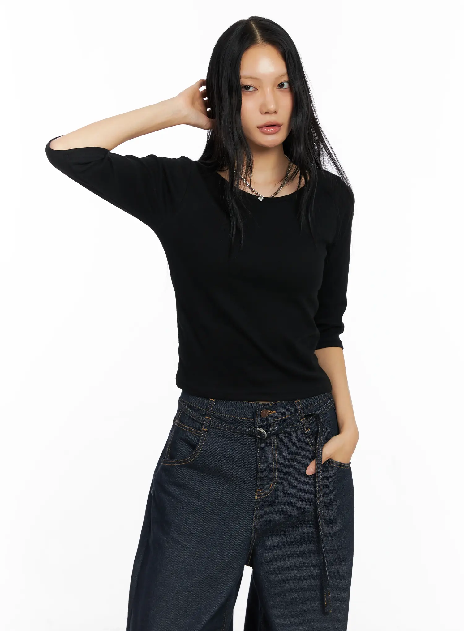 Minimalist White U-Neck Top CO528 - Image 7