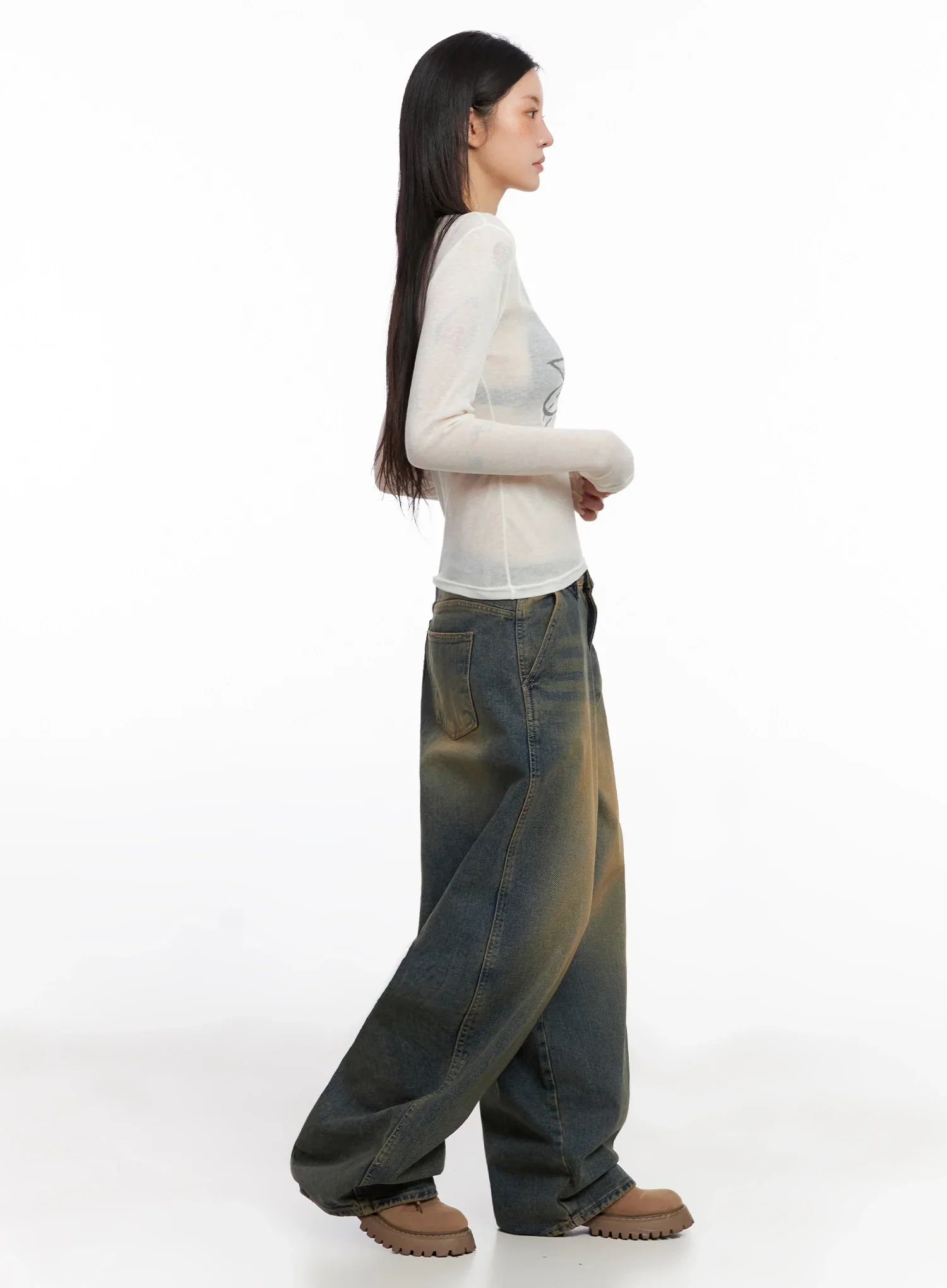 Minju Vintage Washed Baggy Jeans IS508 - Image 10