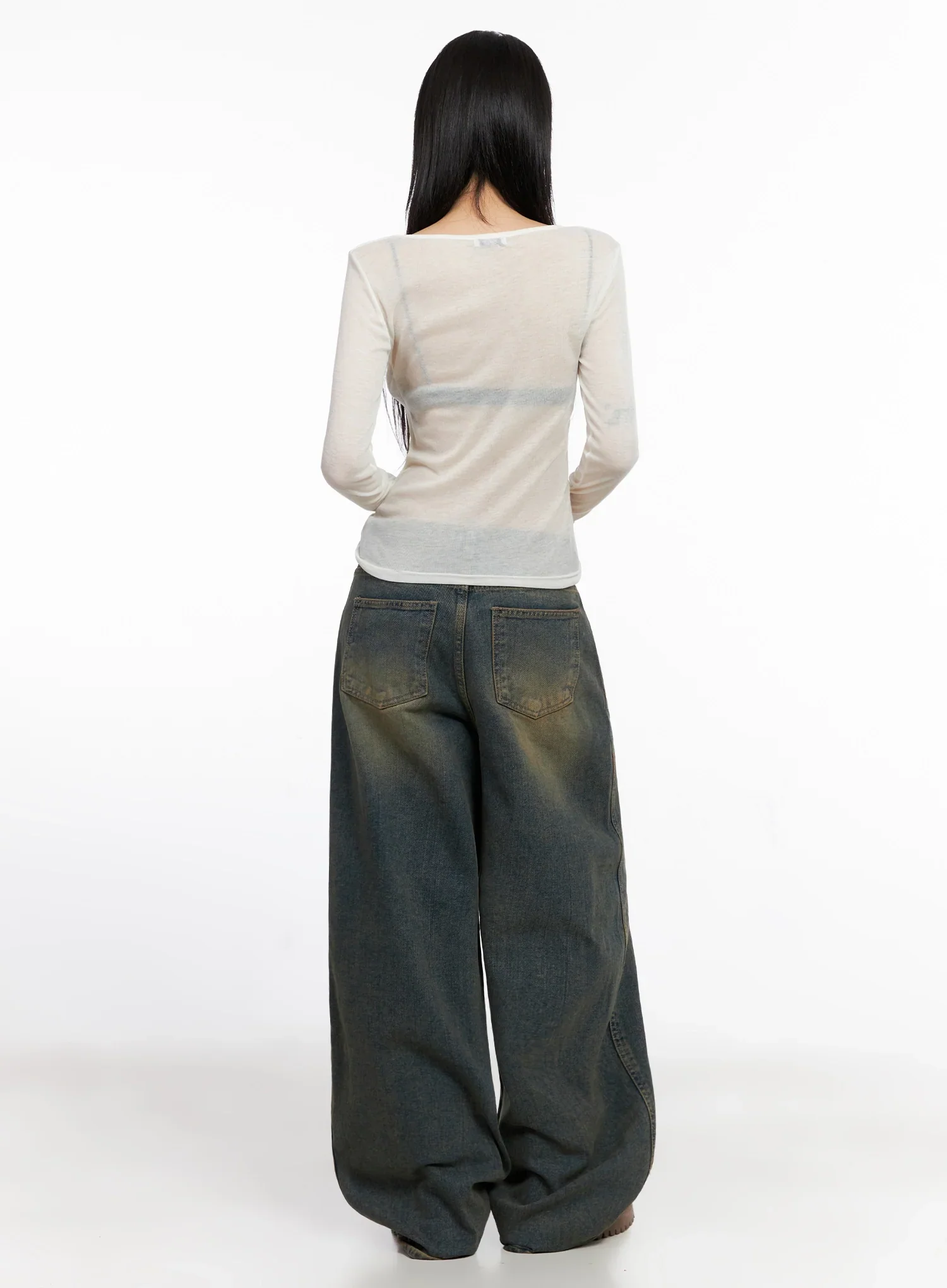 Minju Vintage Washed Baggy Jeans IS508 - Image 11