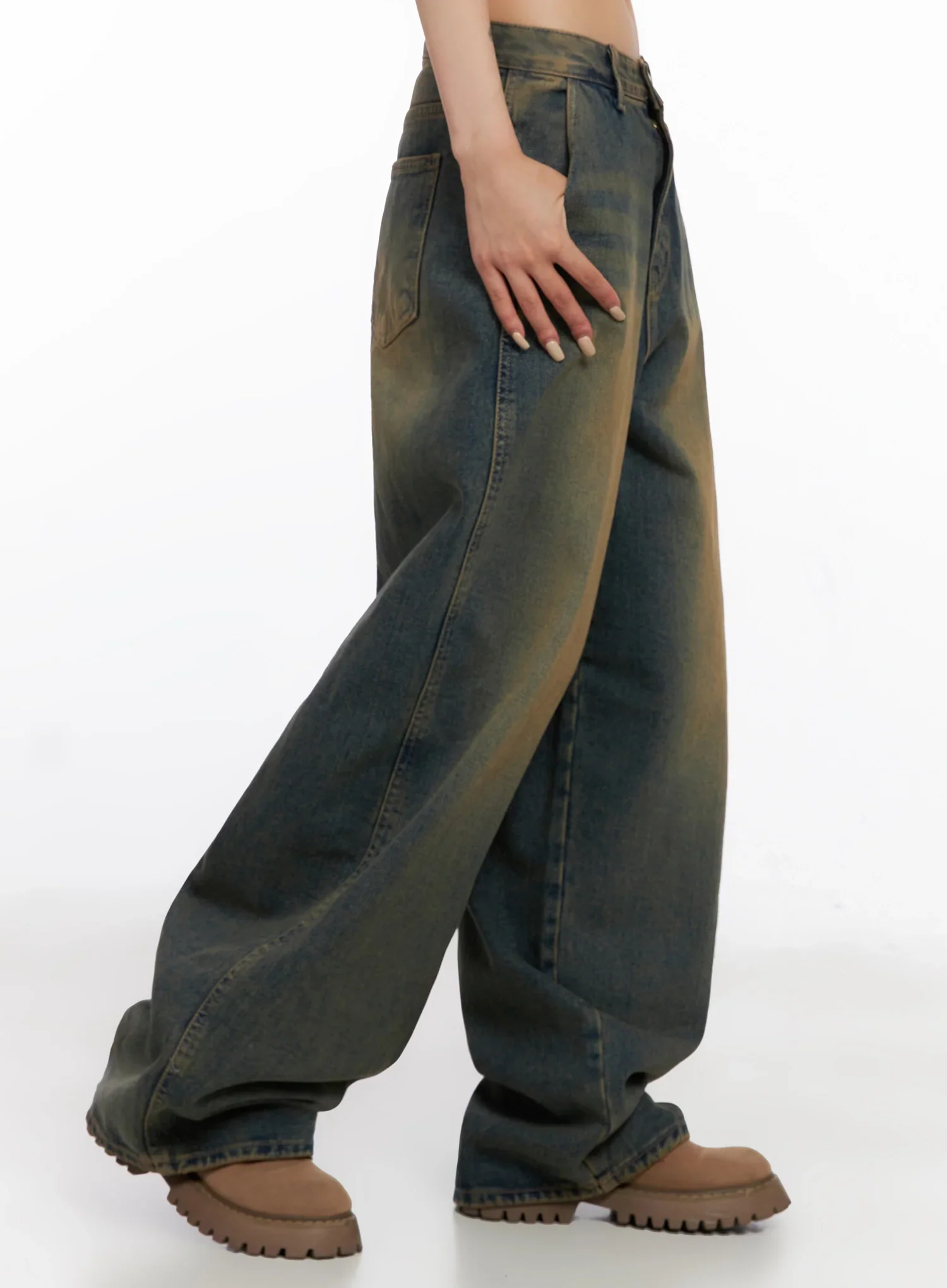 Minju Vintage Washed Baggy Jeans IS508 - Image 7