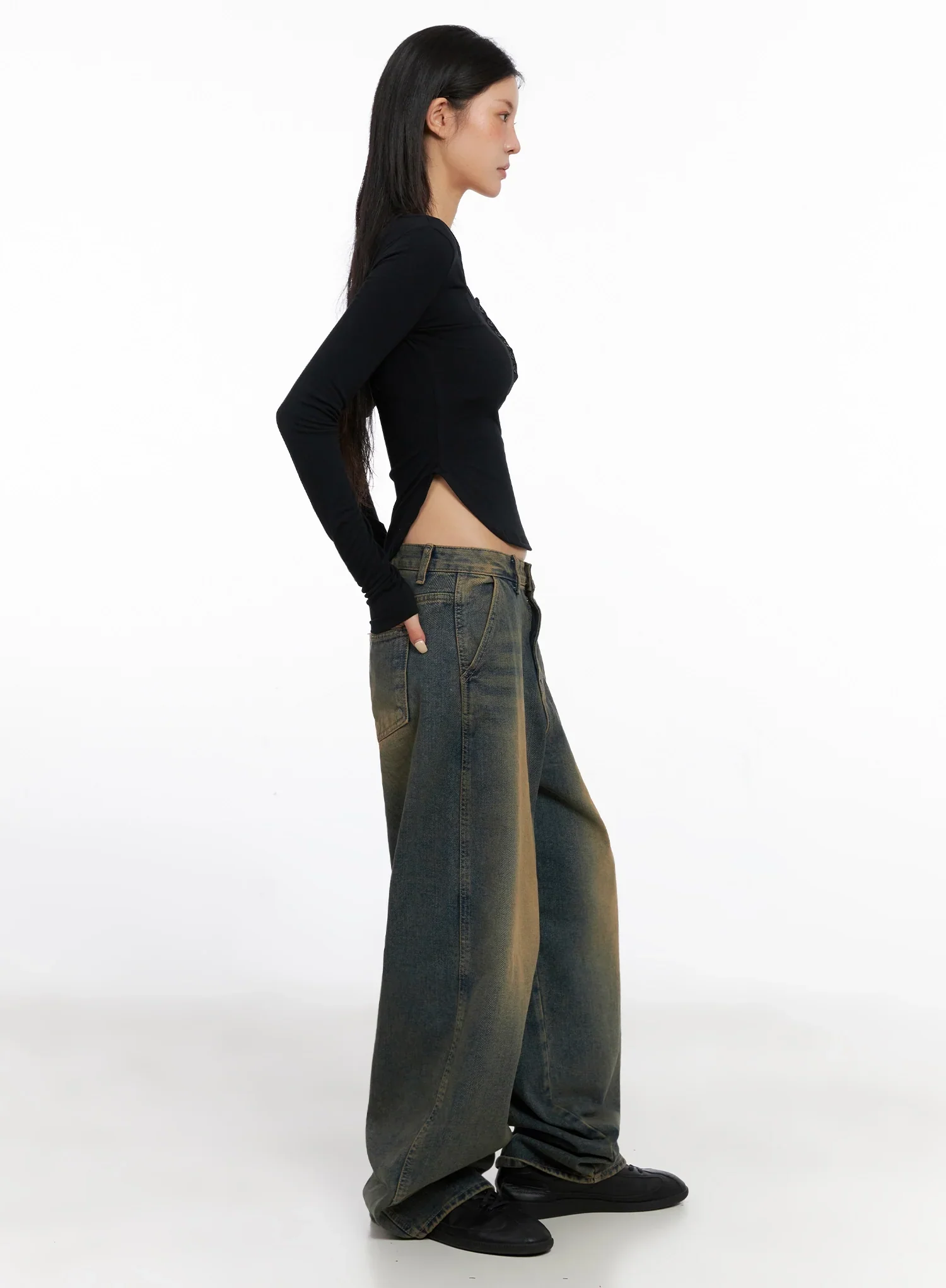 Minju Vintage Washed Baggy Jeans IS508 - Image 9