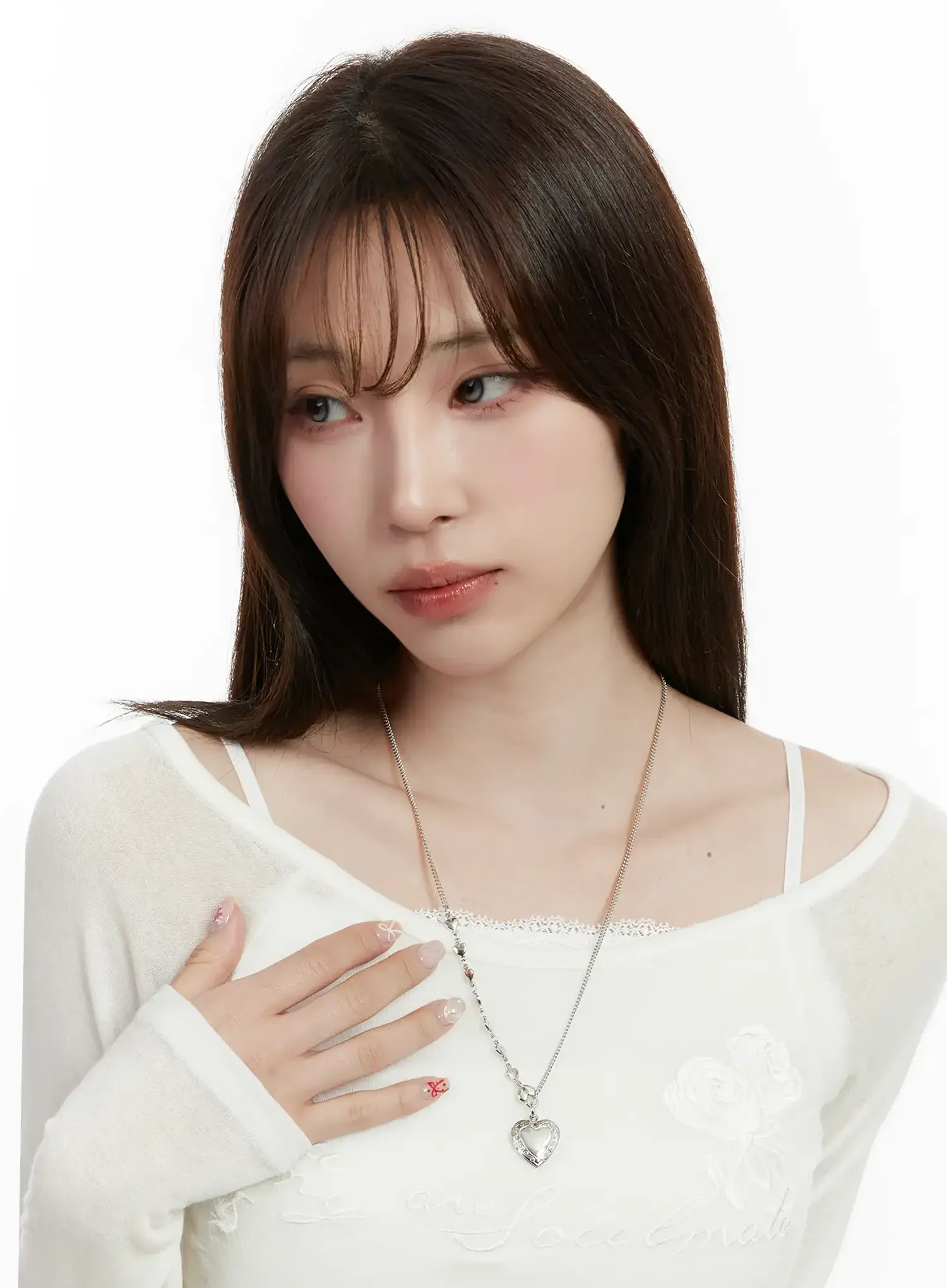 Mixed Chain Heart Necklace ID529 - Image 2