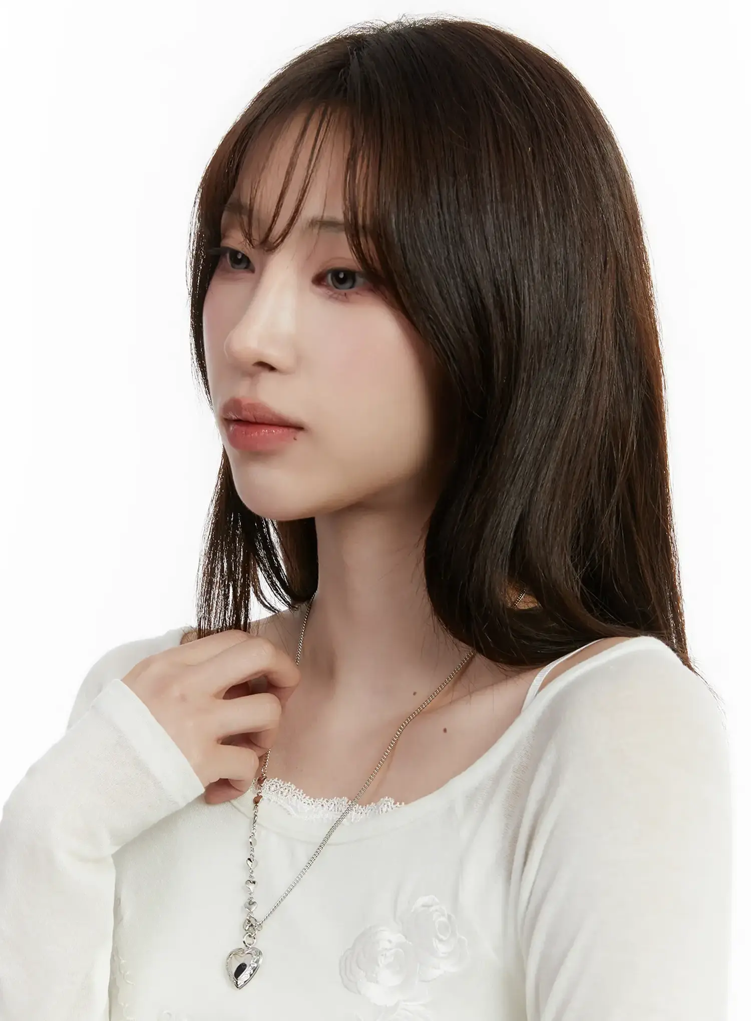 Mixed Chain Heart Necklace ID529 - Image 3