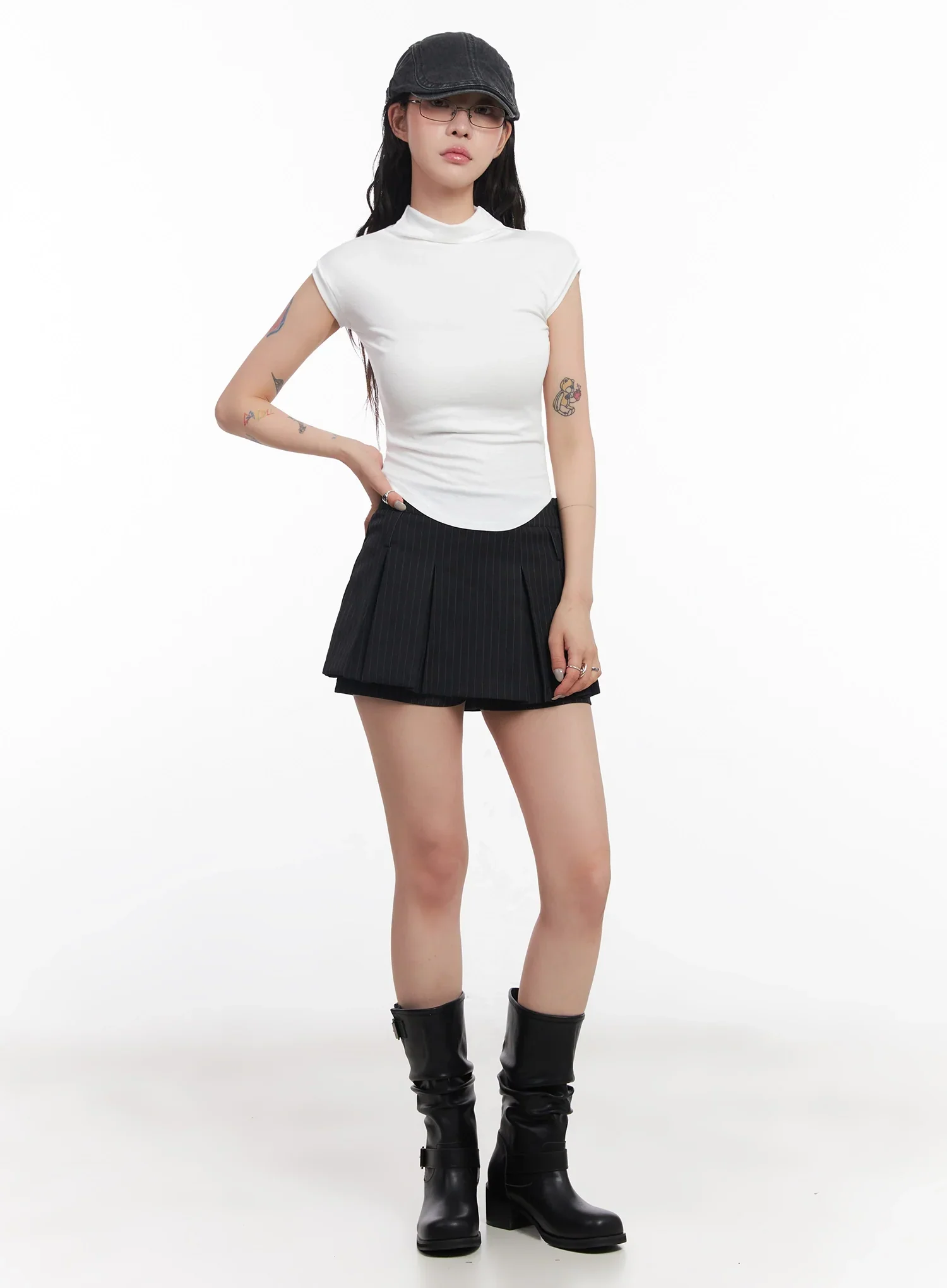 Mock Neck Fitted Short-Sleeve Top IC503 - Image 10