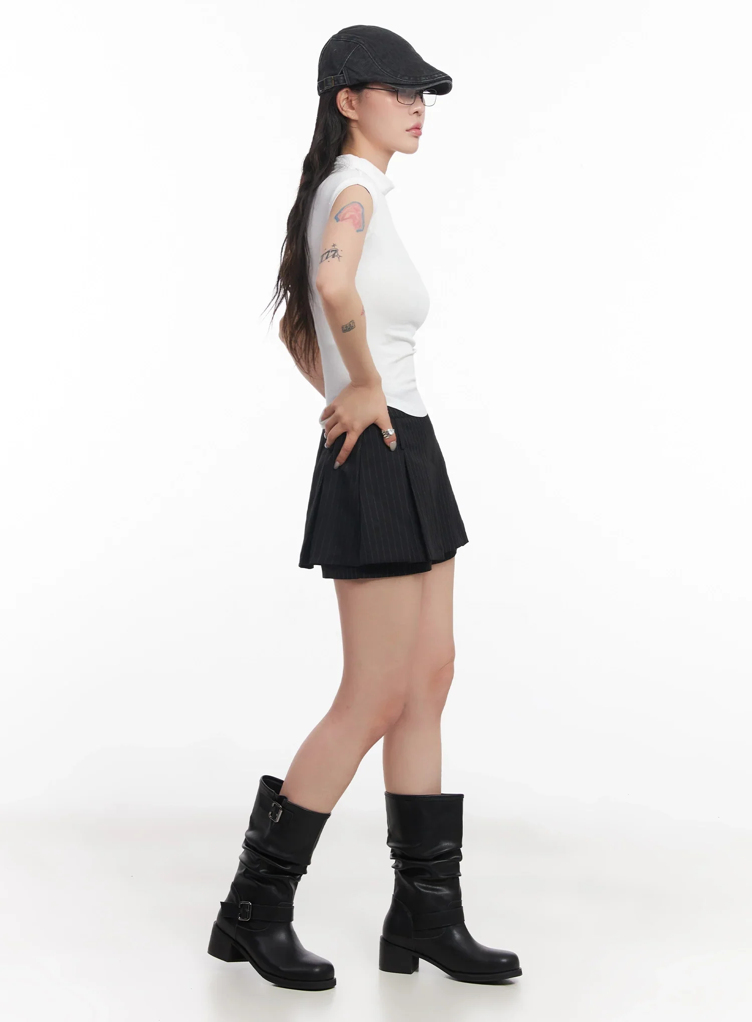 Mock Neck Fitted Short-Sleeve Top IC503 - Image 11