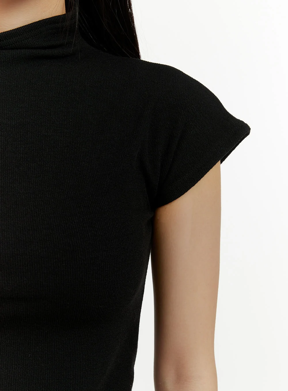 Mock Neck Short Sleeve Crop Tee CY408 - Image 3