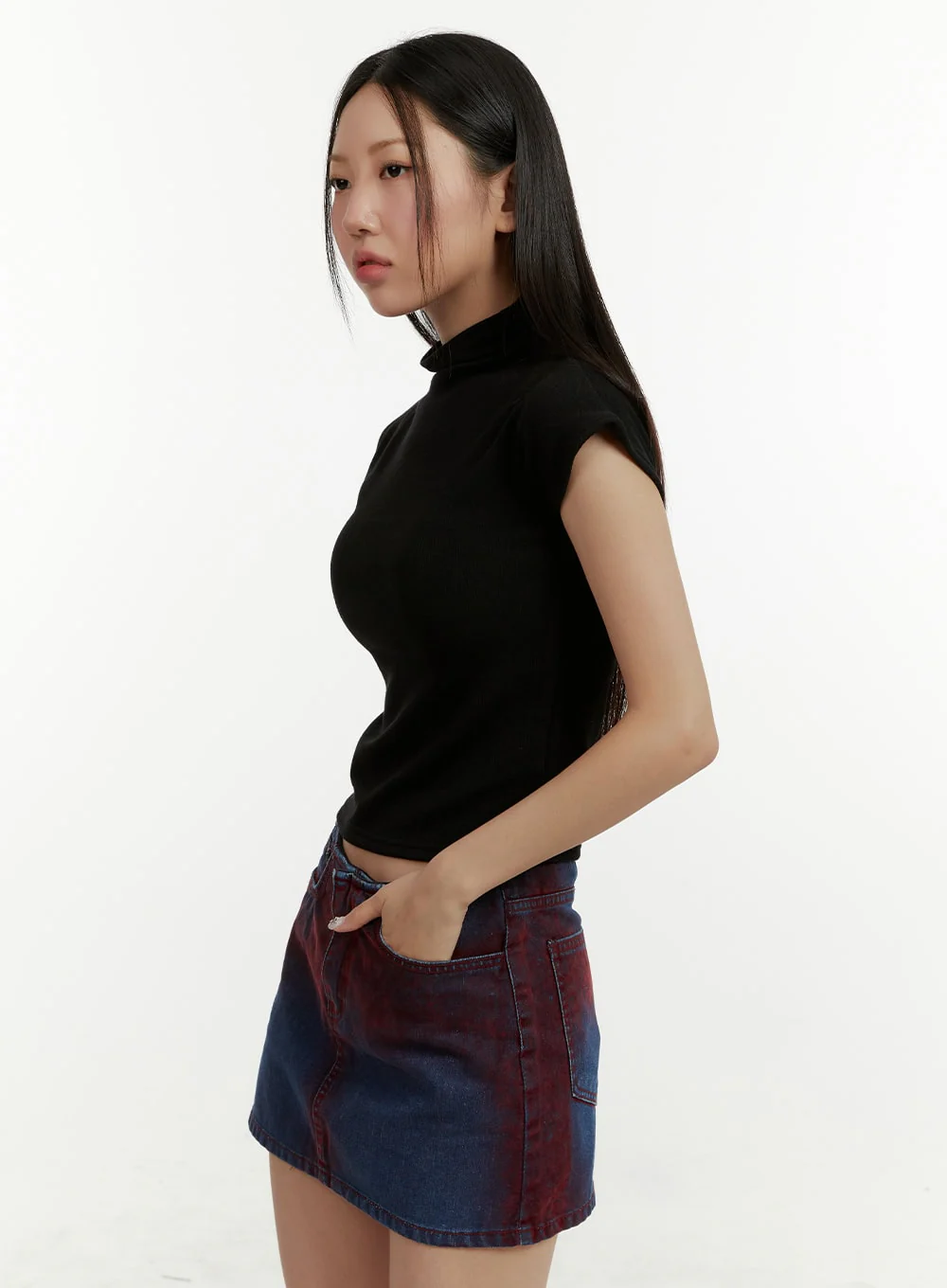 Mock Neck Short Sleeve Crop Tee CY408 - Image 4
