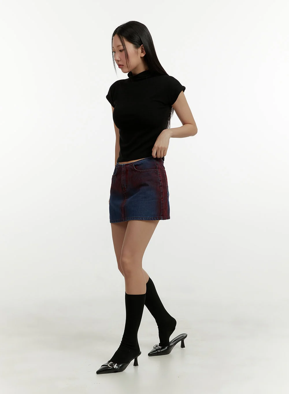 Mock Neck Short Sleeve Crop Tee CY408 - Image 5
