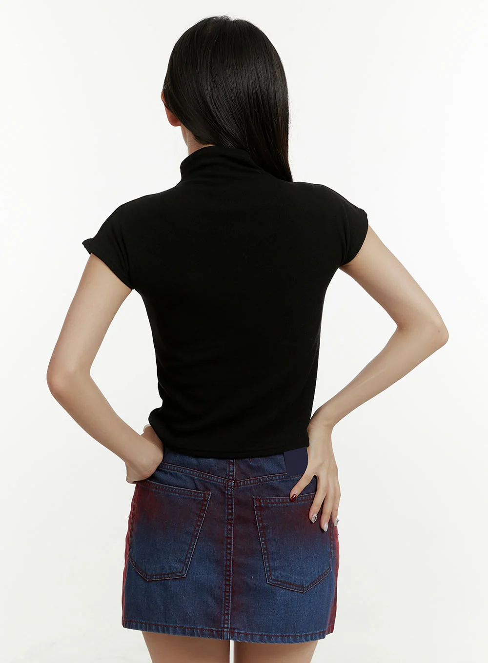 Mock Neck Short Sleeve Crop Tee CY408 - Image 6