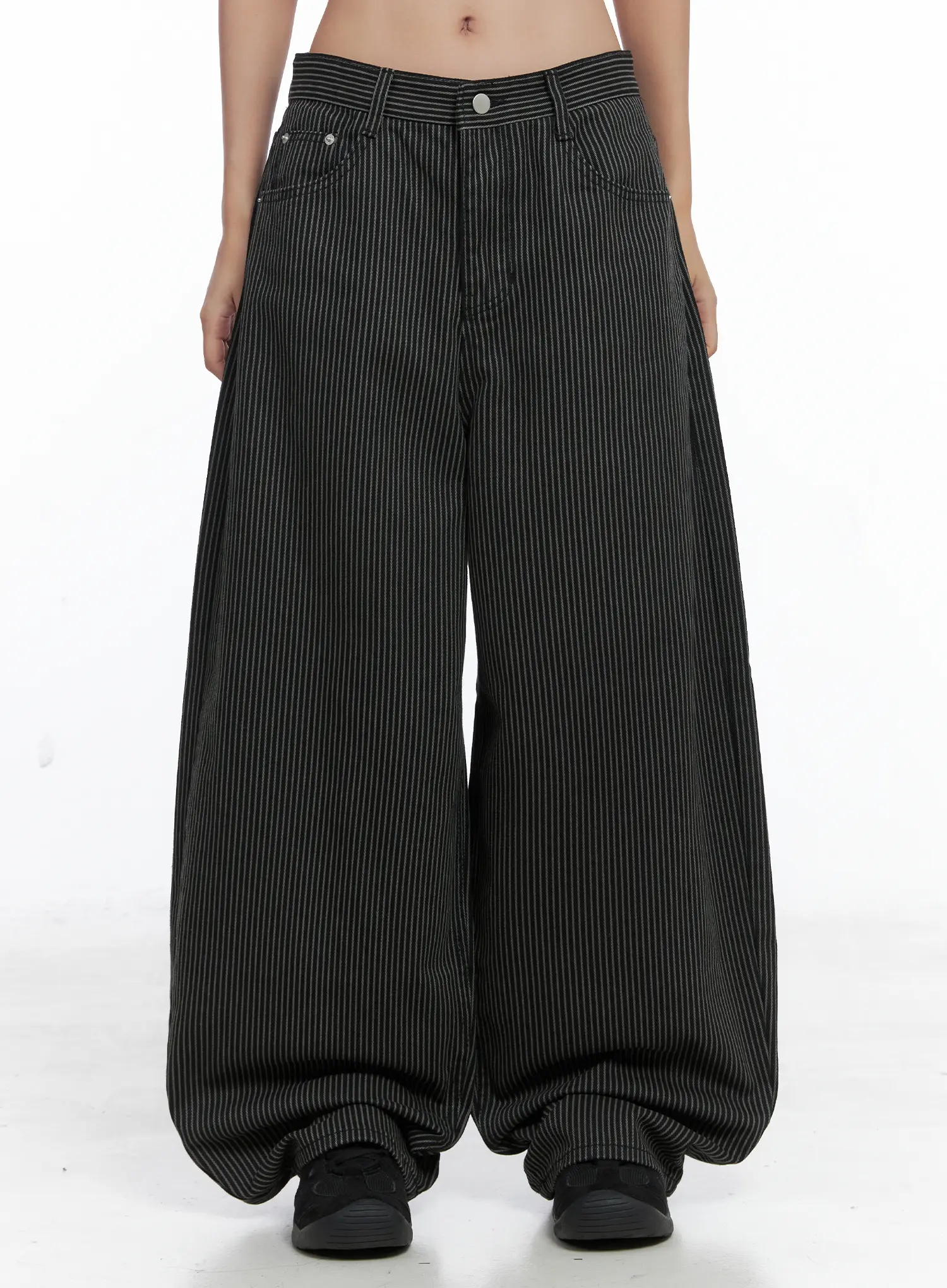 Monica Striped Wide-Leg Cotton Pants CS503