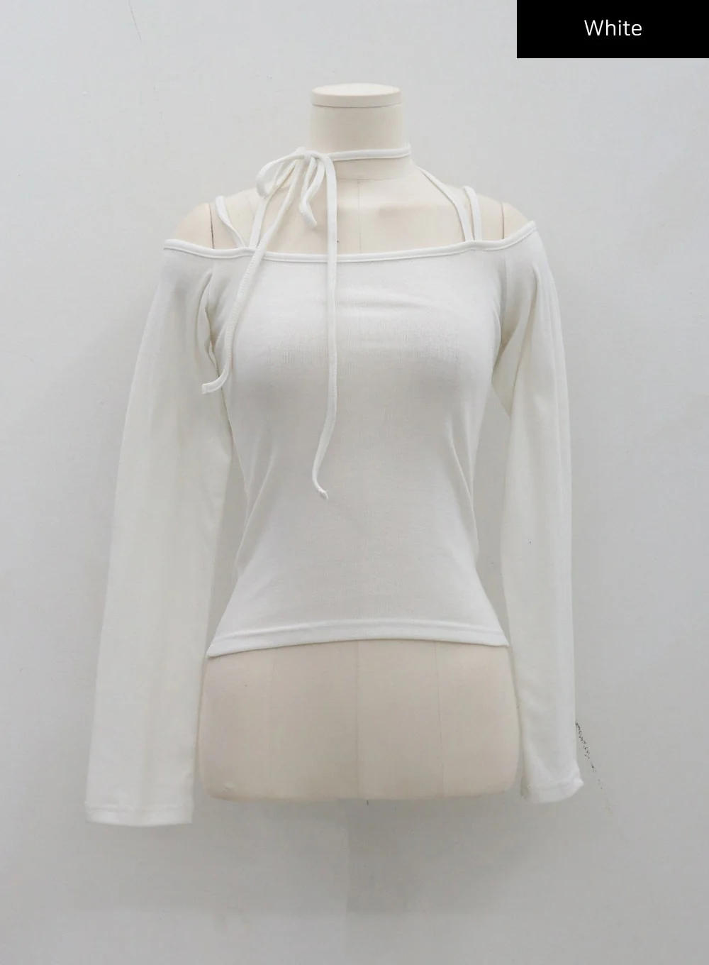Neck Ribbon Detail Long Sleeve Cropped Top CD21 - Image 14