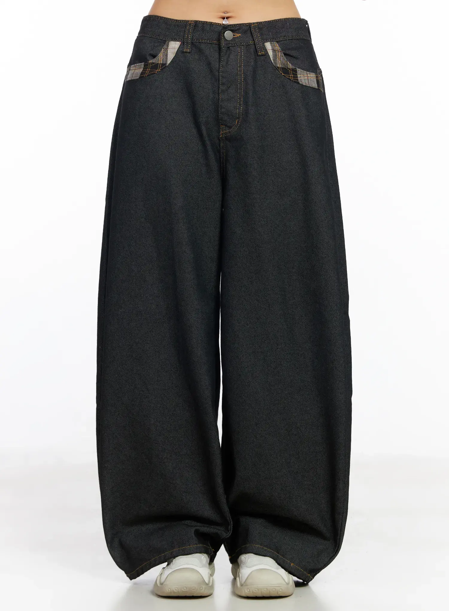 Nora Plaid Accent Wide-Leg Jeans CF506 - Image 18