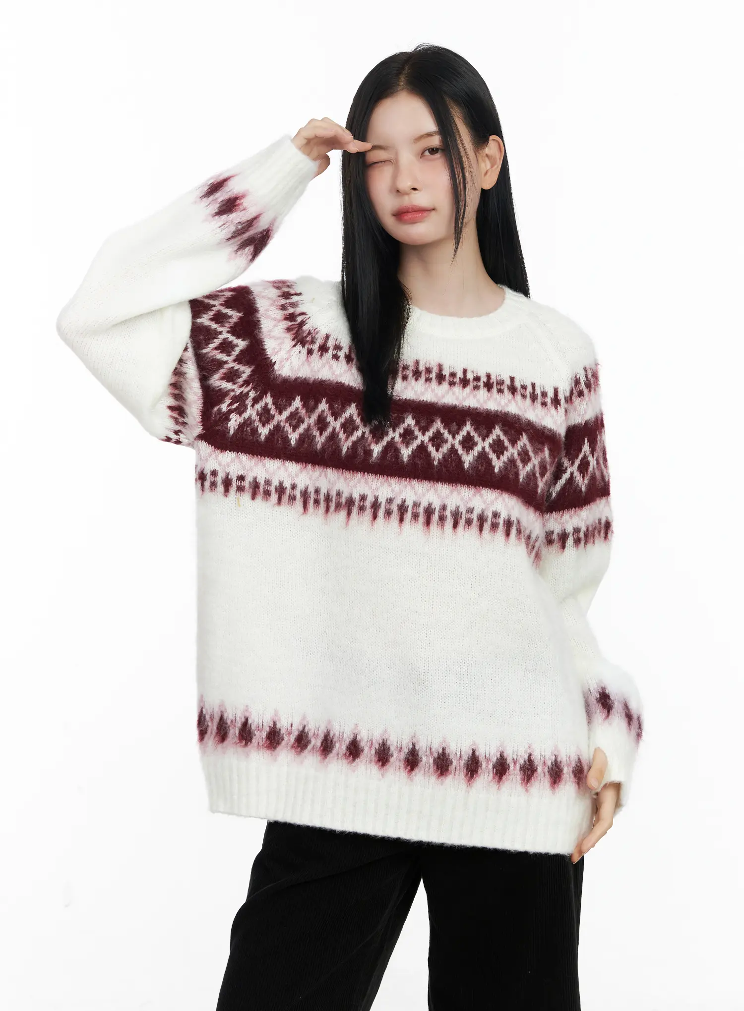 Nordic Pattern Knit Sweater CJ520 - Image 2